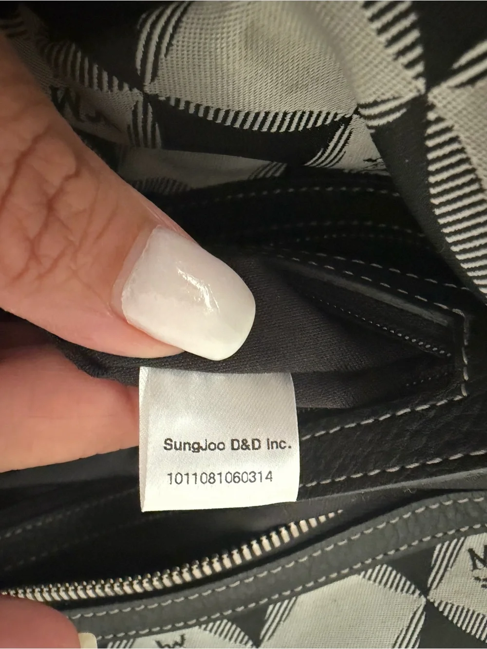 MCM Black and White Checkered Satchel with Silver Hardware